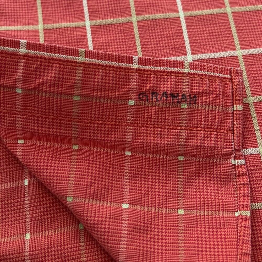 Scott Barber Mens Plaid Long Sleeve Orange Cotton Casual Button Down Shirt L - Picture 8 of 11